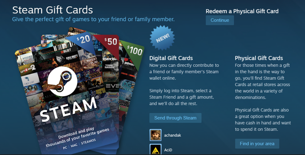 Steam te ayuda a regalarle algo a tu amigo Gamer
