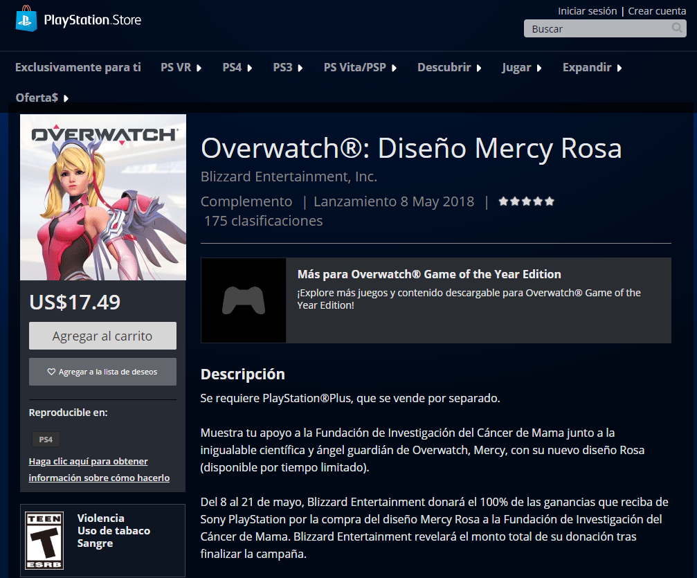 Playstation se queda con el 23% del aspecto Mercy Rosa