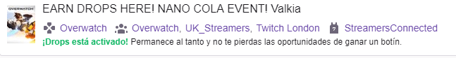 OW drops activados en twitch