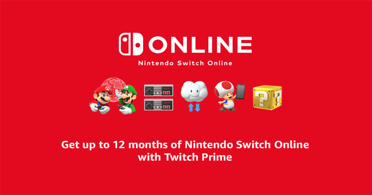 Twitch Prime obsequia una suscripción de 1 año para Nintendo Switch Online