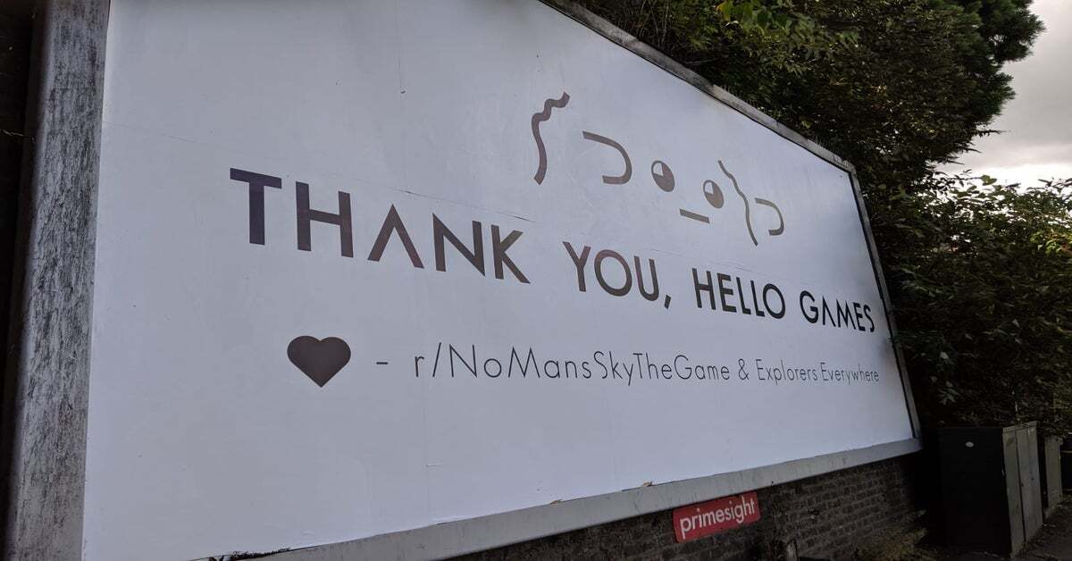 La valla de la comunidad de No Man’s Sky ha sido colocada frente a Hello Games